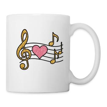 Herz Melodie Glitzer Gold - Tasse - Weiß - Rechts