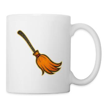 Magie du balai orange | Balais de sorcière pour Halloween - Mug blanc - blanc - Droite