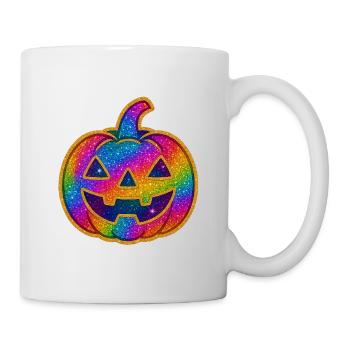 Regenbogen Glitzer Kürbis - Tasse - Weiß - Rechts