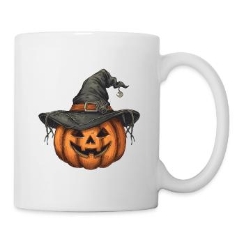 Halloween Kürbis mit Hexenhut - Tasse - Weiß - Rechts