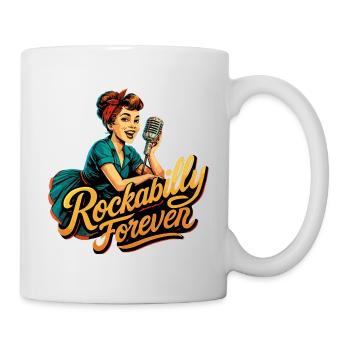 Rockabilly Forever Charcoal Microphone 50s Gift - Mug - white - Right
