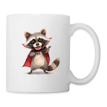 Lustiger Dracula-Waschbär – Halloween Design - Tasse - Weiß - Rechts