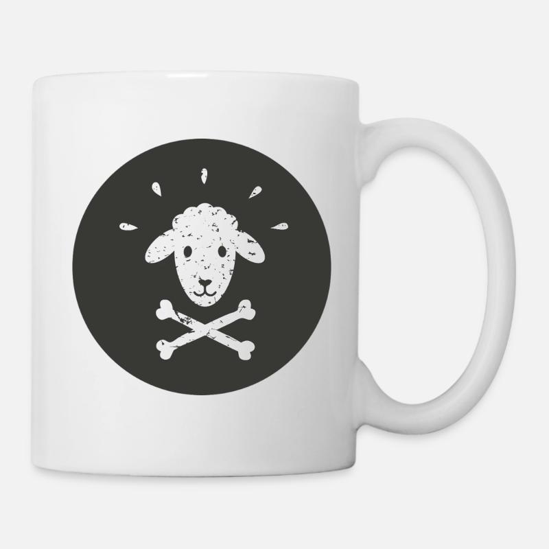 Jolly Roger Mouton Pirate sur Black Circle - Mug blanc - blanc
