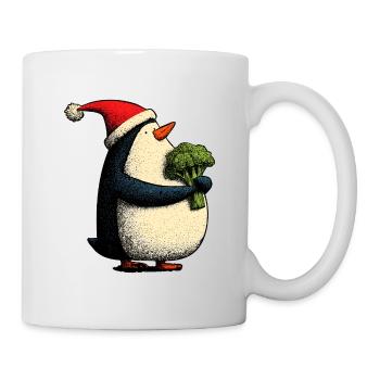 Funny Christmas Penguin with Broccoli - Mug - white - Right