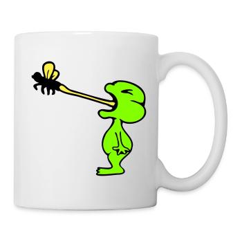 Frog catches fly tongue mosquito eat hunger toad - Mug - white - Right