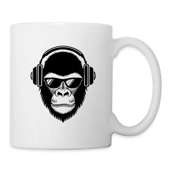 Relaxed Monkey Wireless Headphones Cafe Shirt - Mug - white - Right