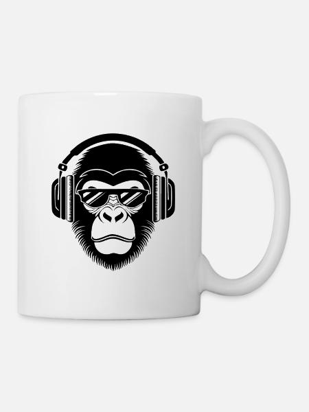 Rebellisch Affenkopf DJ Grooves Underground Shirt - Tasse - Weiß