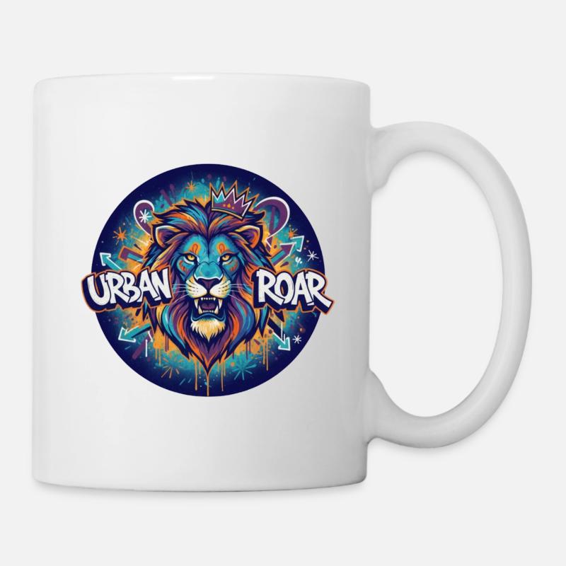 Cercle de graffitis de lion urbain - Mug blanc - blanc