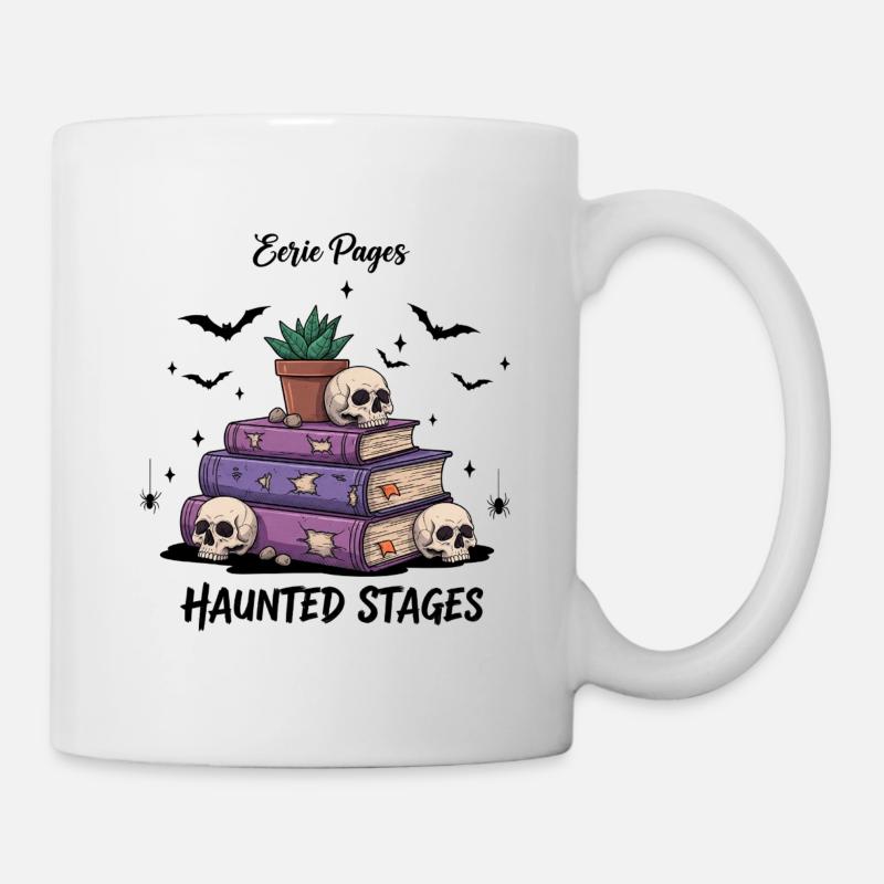 Haunted Stages Skull Books Artwork - Mug - white