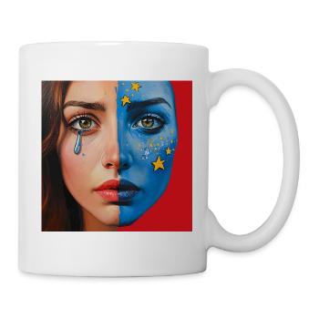 Cosmic Tears – Halbgesicht Kunstportrait - Tasse - Weiß - Rechts
