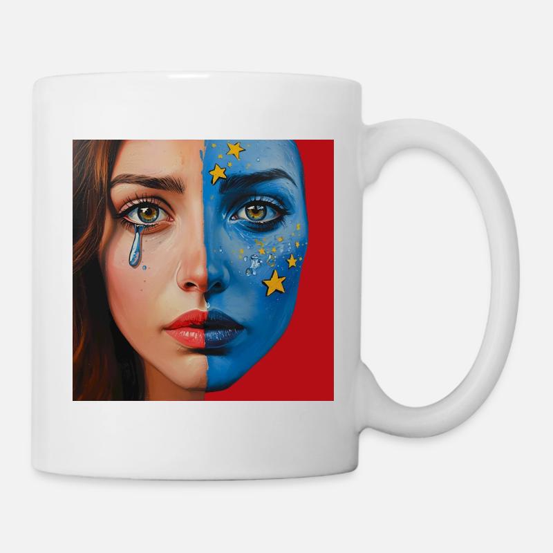 Cosmic Tears – Half Face Art Portrait - Mug - white