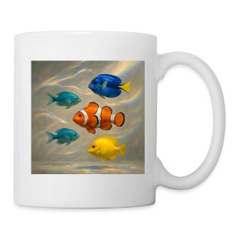 Fische schwimmen - Tasse - Weiß - Rechts