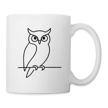 Eule Skizze auf Ast – Natur & Tierliebhaber - Tasse - Weiß - Rechts