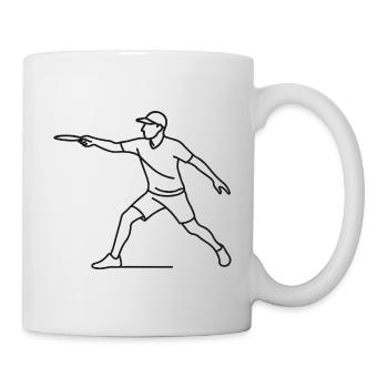 Disc Golf Player Sketch – Minimalist Motif - Mug - white - Right