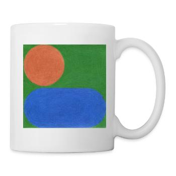 Cercle orange et rectangle bleu - Mug blanc - blanc - Droite