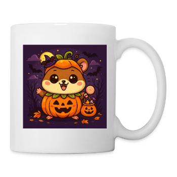 Cuddly Halloween pumpkin hamster chibi - Mug - white - Right