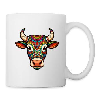 Heilige Kuh Buntes Mandala - Tasse - Weiß - Rechts