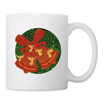 Frohe Weihnachten Weihnachtsglocke Engel fliegend - Tasse - Weiß - Rechts