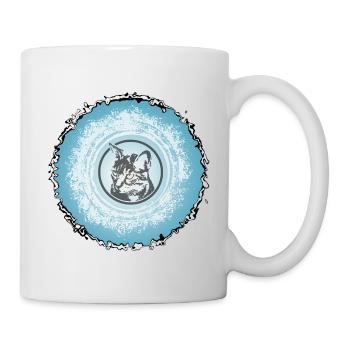 Cat Circle Blue Silhouette - Mug - white - Right
