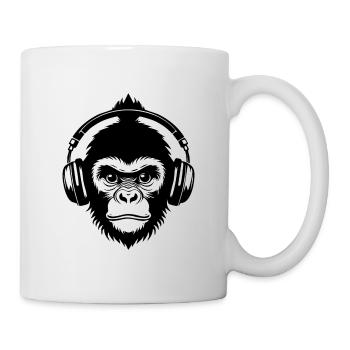 Monkey Head Bun DJ Sound Headphone Shirt - Mug - white - Right