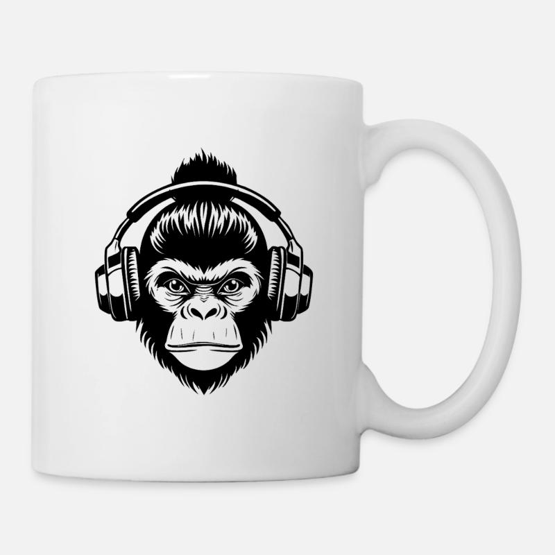 Stiller Affenkopf Kopfhörer Zen Edition Shirt - Tasse - Weiß