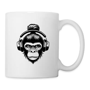 Stiller Affenkopf Kopfhörer Zen Edition Shirt - Tasse - Weiß - Rechts