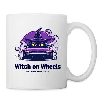 Hexe auf Rädern Logo - Tasse - Weiß - Rechts