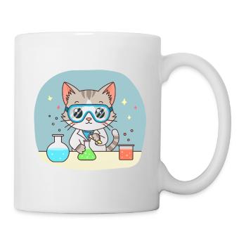 Wissenschaftlerin Katze im Labor Süßer Cartoon  - Tasse - Weiß - Rechts