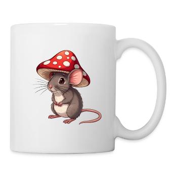 Mäuschen mit Fliegenpilz-Hut Süßes Waldmotiv - Tasse - Weiß - Rechts