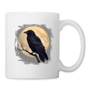 Corbeau noir avant la pleine lune - Mug blanc - blanc - Droite