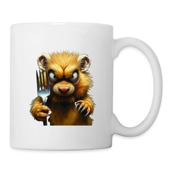 Horror-Hamster mit Gabel - Tasse - Weiß - Rechts
