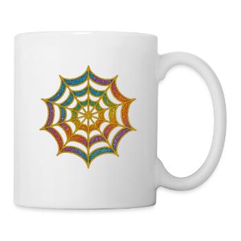 Spinnennetz | Regenbogen-Spinnenweb Goldglitzer - Tasse - Weiß - Rechts