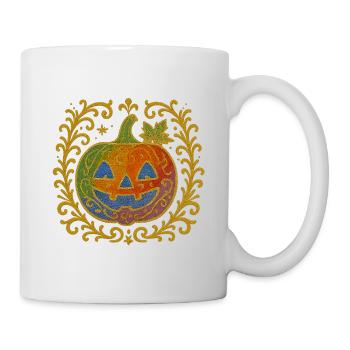 Ornamentierter Glitzerkürbis - Tasse - Weiß - Rechts