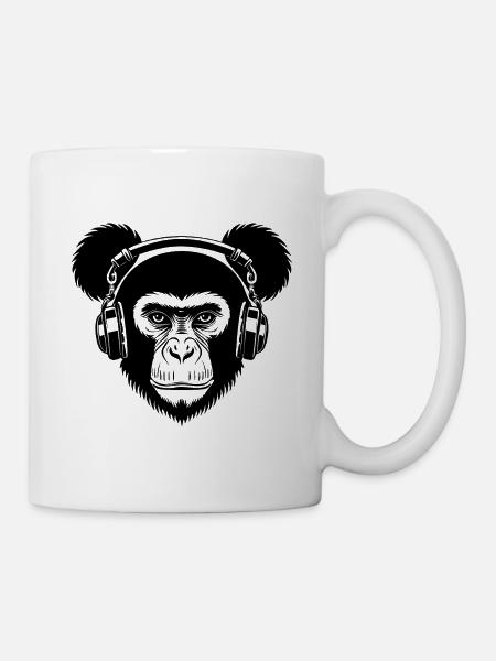 Skateboard Affe Nacht Rhythmus Street Shirt - Tasse - Weiß
