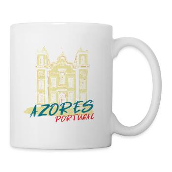 Typical Azores Church Illustration Portugal - Mug - white - Right
