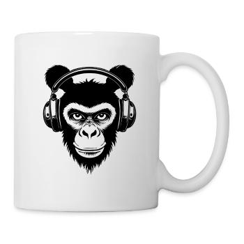 Affenkopf Skatepark Beat Kopfhörer Groove Shirt - Tasse - Weiß - Rechts