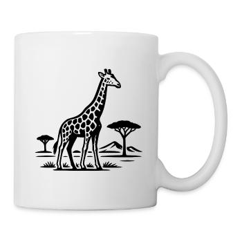 Giraffe silhouette in savannah country - Mug - white - Right