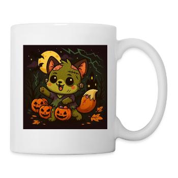 Little Halloween fox with pumpkins - Mug - white - Right