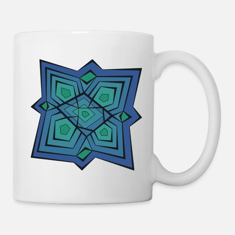 Geometric Mandala Blue Green - Mug - white