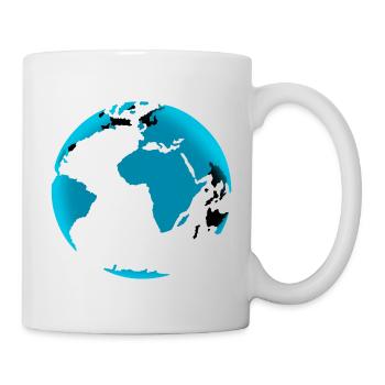 Blauer Globus Neon Schwarz - Tasse - Weiß - Rechts