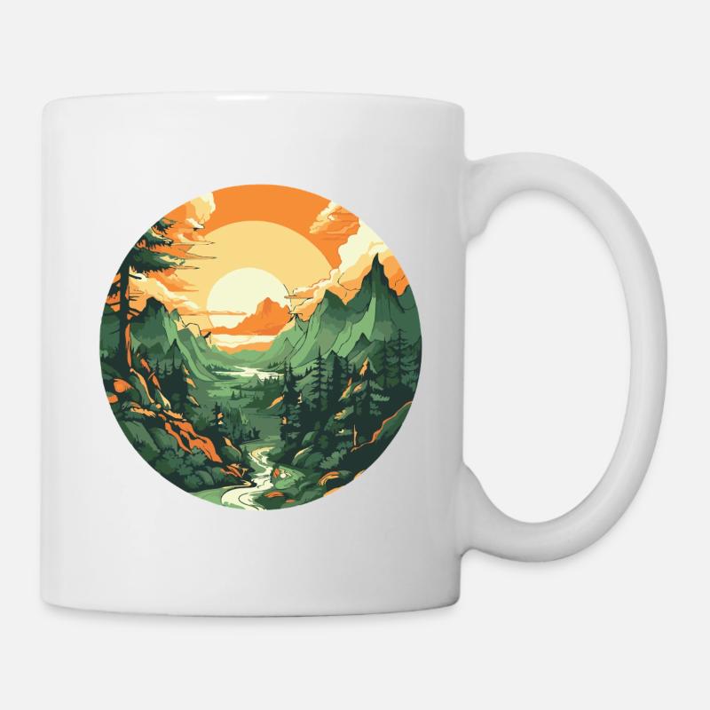 Coucher de montagne circulaire - Mug blanc - blanc
