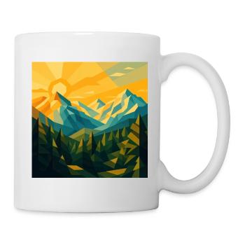 Geometrischer Sonnenaufgang in den Bergen - Tasse - Weiß - Rechts