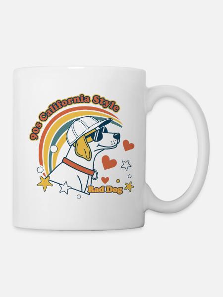 90er Jahre California Rad Hund - Tasse - Weiß