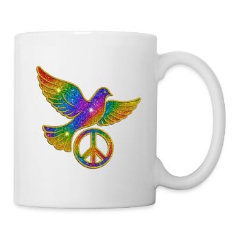 Rainbow Dove Peace Symbol - Mug - white - Right