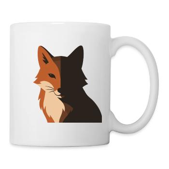 Roter Fuchs Schatten Gesicht Wald Natur Silhouette - Tasse - Weiß - Rechts