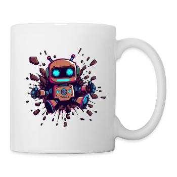 Neon Robot Breaks Through Wall Futuristic - Mug - white - Right