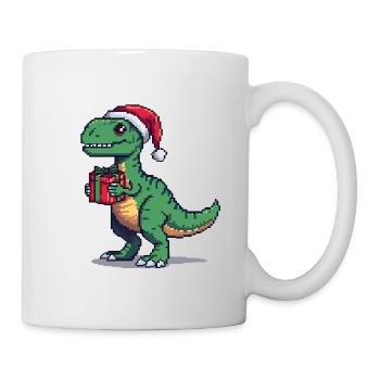 8-Bit Pixel Velociraptor Weihnachten - Tasse - Weiß - Rechts