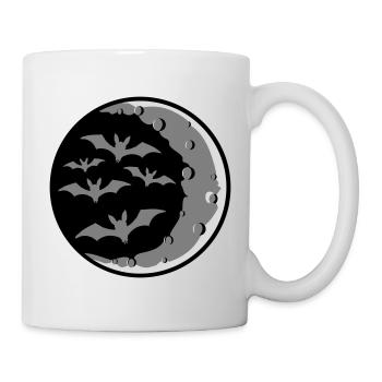 Viele Fledermäuse Silhouette cool Sichelmond Nacht - Tasse - Weiß - Rechts