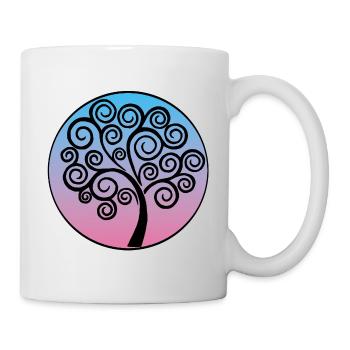 Arbre de vie spirale noir - Mug blanc - blanc - Droite