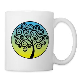 Tree of Life, Blue and Yellow Background - Mug - white - Right